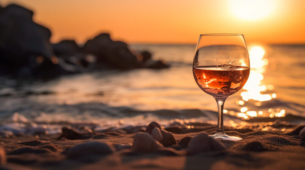 Roséwein am Strand